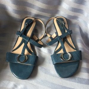 Naturalizer blue/green comfort sandals, Sz 9.5 WIDE